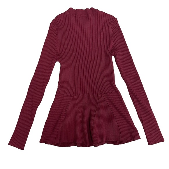 Venus Sweater Burgundy Fitted Stretch Flare Waist Women’s Size Small - Picture 3 of 10